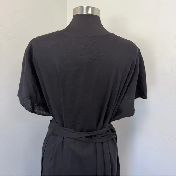 NWT Universal Standard Tulip Hem Linen Blend Black Wrap Dress Size 18-20 - Picture 9 of 13